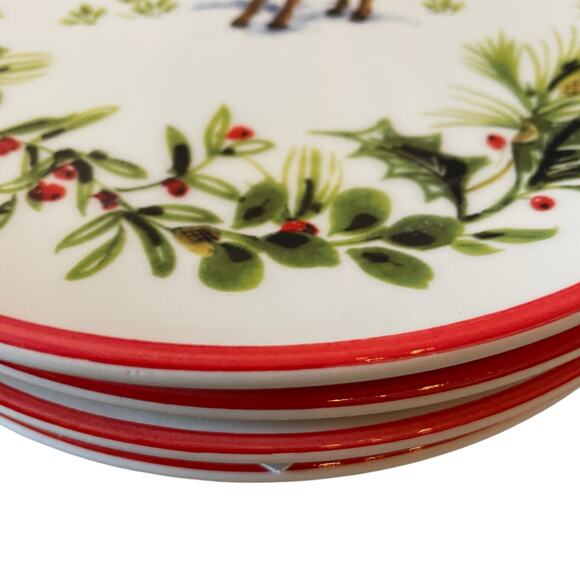 Ceramica Cuore Christmas Ceramic Appetizer Plates 8in Made in Italy Set of 4 New - Picture 9 of 15